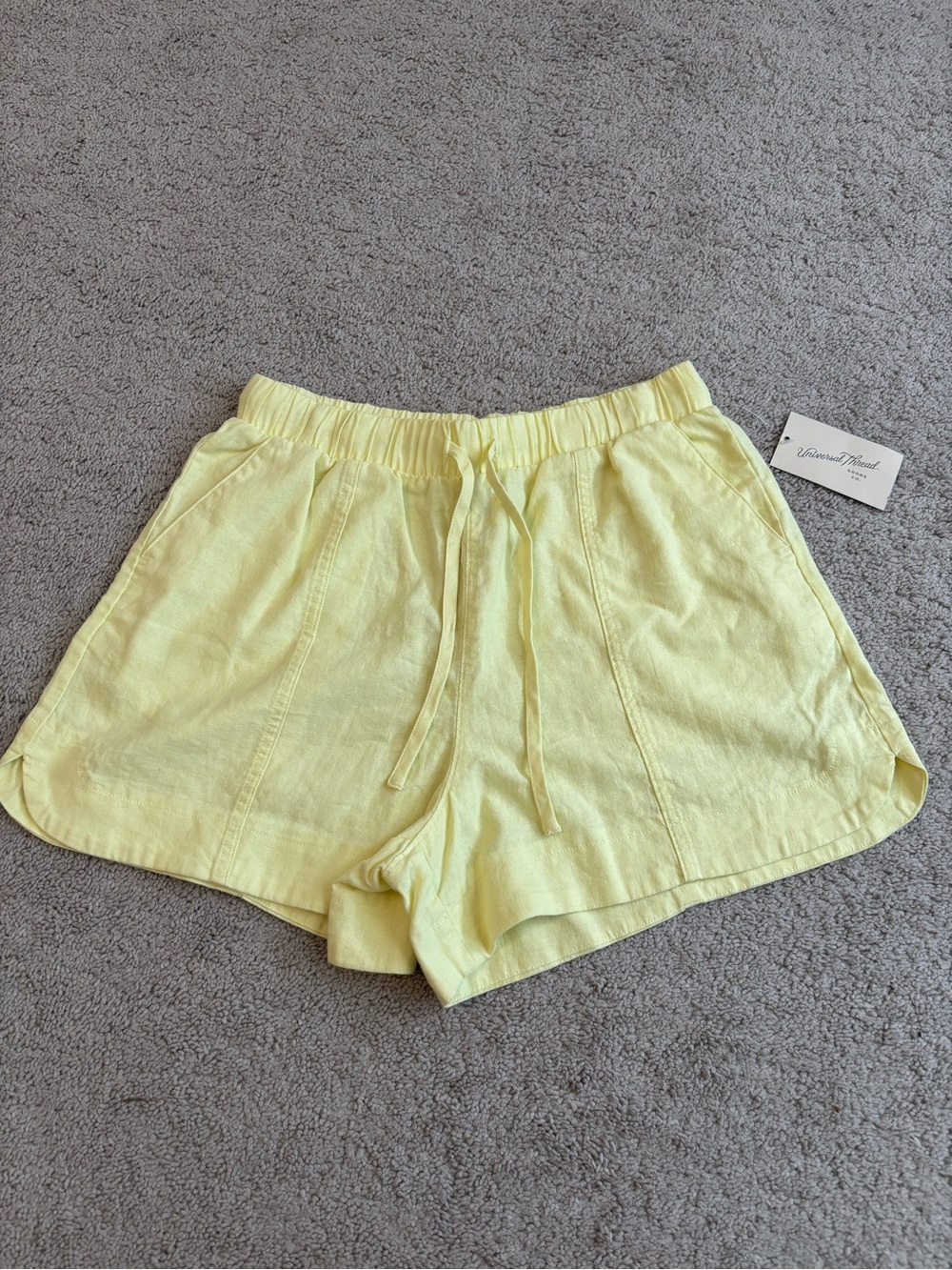 Universal Thread Light Yellow Linen-Blend Shorts, Size Small, NWT
